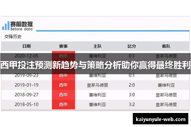 西甲投注预测新趋势与策略分析助你赢得最终胜利